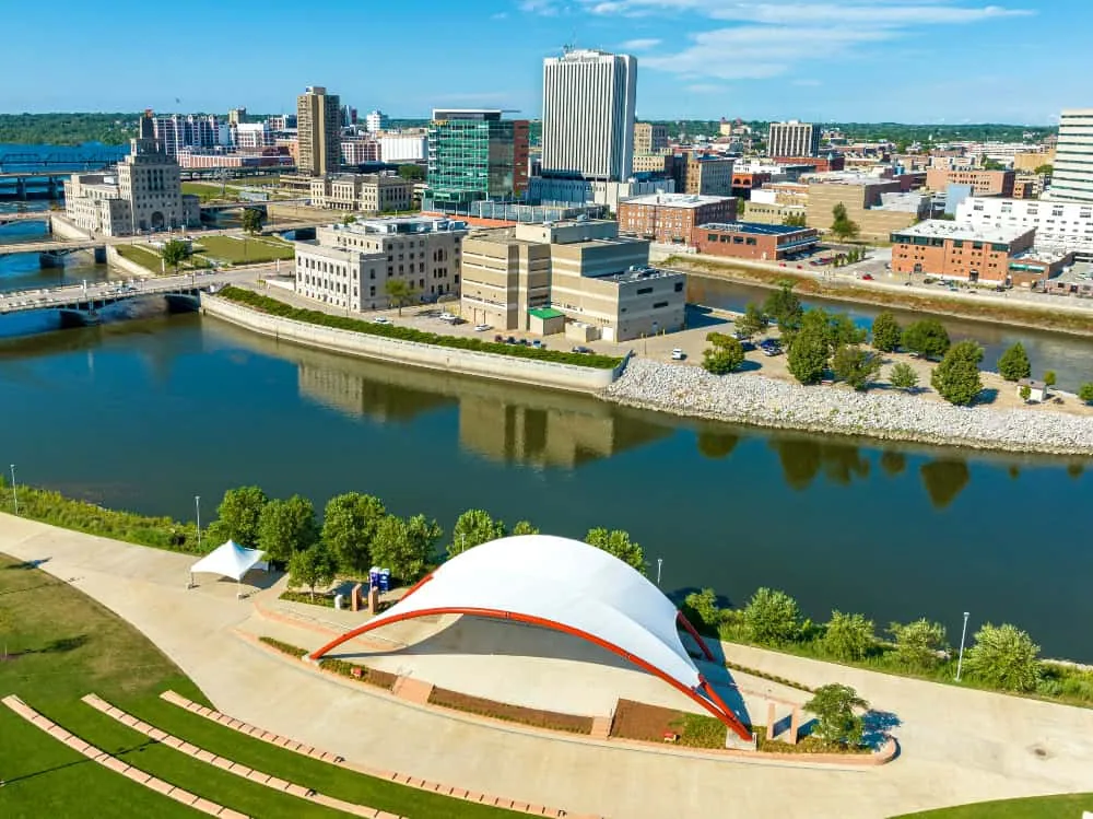 Cedar Rapids riverfront and downtown